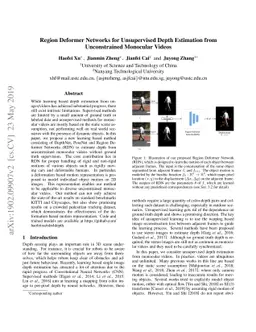 Region Deformer Networks for Unsupervised Depth Estimation from
  Unconstrained Monocular Videos