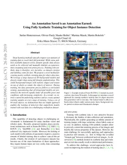 An Annotation Saved is an Annotation Earned: Using Fully Synthetic
  Training for Object Instance Detection