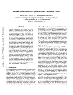Fully Distributed Bayesian Optimization with Stochastic Policies