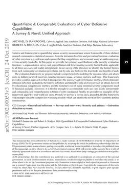 Quantifiable & Comparable Evaluations of Cyber Defensive Capabilities: A
  Survey & Novel, Unified Approach