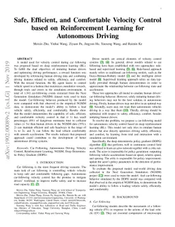 Safe, Efficient, and Comfortable Velocity Control based on Reinforcement
  Learning for Autonomous Driving