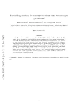 Ensembling methods for countrywide short term forecasting of gas demand