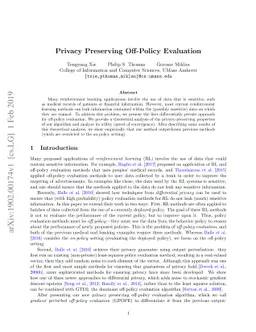 Privacy Preserving Off-Policy Evaluation