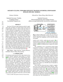 Dataset Culling: Towards Efficient Training Of Distillation-Based Domain
  Specific Models