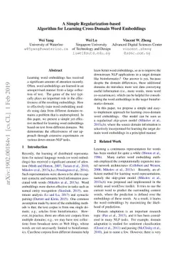 A Simple Regularization-based Algorithm for Learning Cross-Domain Word
  Embeddings