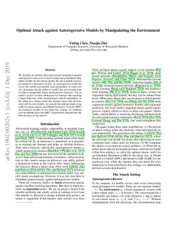 Optimal Attack against Autoregressive Models by Manipulating the
  Environment