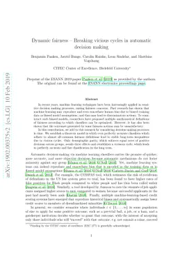 Dynamic fairness - Breaking vicious cycles in automatic decision making