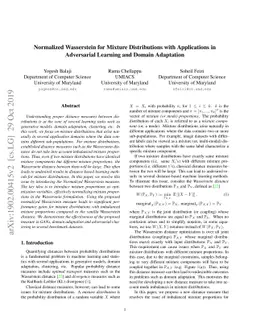 Normalized Wasserstein Distance for Mixture Distributions with
  Applications in Adversarial Learning and Domain Adaptation