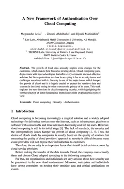 A New Framework of Authentication Over Cloud Computing