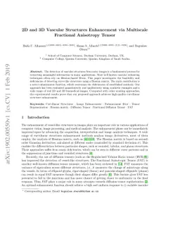 2D and 3D Vascular Structures Enhancement via Multiscale Fractional
  Anisotropy Tensor