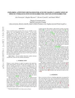 Exploring attention mechanism for acoustic-based classification of
  speech utterances into system-directed and non-system-directed