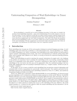 Understanding Composition of Word Embeddings via Tensor Decomposition