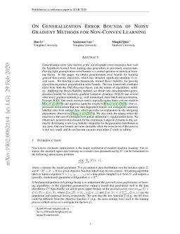 On Generalization Error Bounds of Noisy Gradient Methods for Non-Convex
  Learning