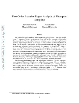 First-Order Bayesian Regret Analysis of Thompson Sampling