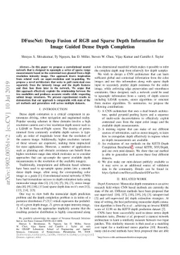 DFuseNet: Deep Fusion of RGB and Sparse Depth Information for Image
  Guided Dense Depth Completion