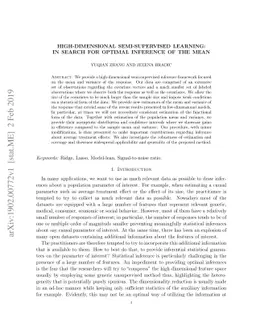 High-dimensional semi-supervised learning: in search for optimal
  inference of the mean