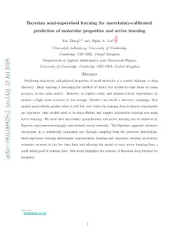 Bayesian semi-supervised learning for uncertainty-calibrated prediction
  of molecular properties and active learning