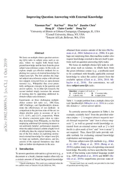 Improving Question Answering with External Knowledge