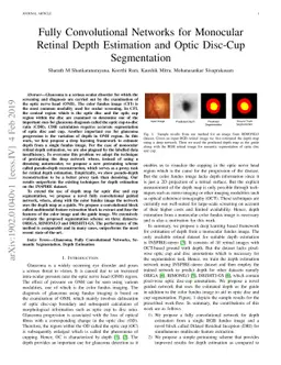 Fully Convolutional Networks for Monocular Retinal Depth Estimation and
  Optic Disc-Cup Segmentation