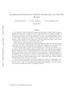 Computational Limitations in Robust Classification and Win-Win Results
