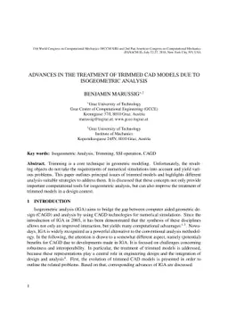 Advances in the Treatment of Trimmed CAD Models due to Isogeometric
  Analysis