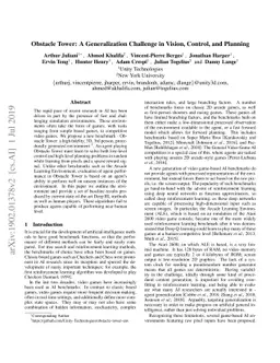 Obstacle Tower: A Generalization Challenge in Vision, Control, and
  Planning