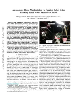 Autonomous Tissue Manipulation via Surgical Robot Using Learning Based
  Model Predictive Control
