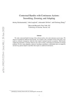 Contextual Bandits with Continuous Actions: Smoothing, Zooming, and
  Adapting