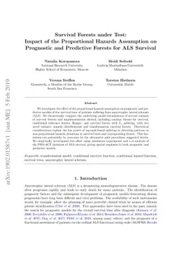 Survival Forests under Test: Impact of the Proportional Hazards
  Assumption on Prognostic and Predictive Forests for ALS Survival