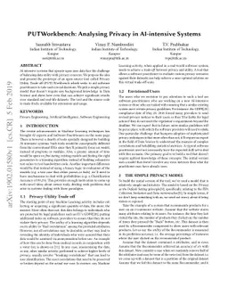PUTWorkbench: Analysing Privacy in AI-intensive Systems