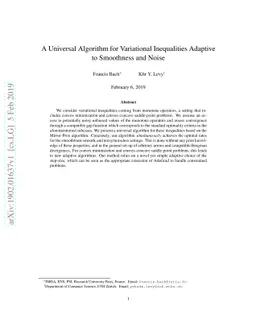 A Universal Algorithm for Variational Inequalities Adaptive to
  Smoothness and Noise