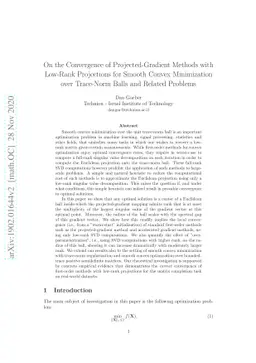 On the Convergence of Projected-Gradient Methods with Low-Rank
  Projections for Smooth Convex Minimization over Trace-Norm Balls and Related
  Problems