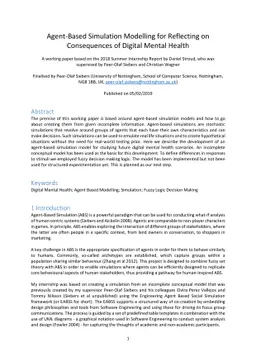 Agent-Based Simulation Modelling for Reflecting on Consequences of
  Digital Mental Health