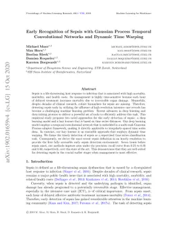Early Recognition of Sepsis with Gaussian Process Temporal Convolutional
  Networks and Dynamic Time Warping