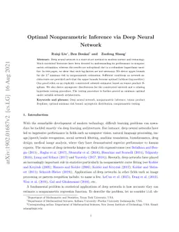 Optimal Nonparametric Inference via Deep Neural Network