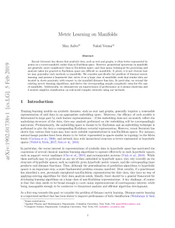 Metric Learning on Manifolds