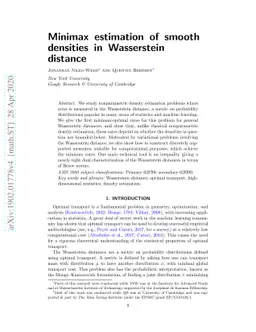 Minimax estimation of smooth densities in Wasserstein distance