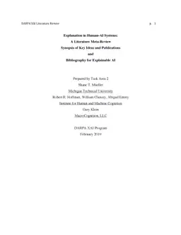 Explanation in Human-AI Systems: A Literature Meta-Review, Synopsis of
  Key Ideas and Publications, and Bibliography for Explainable AI