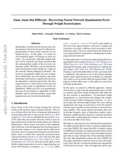 Same, Same But Different - Recovering Neural Network Quantization Error
  Through Weight Factorization