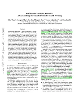 Bidirectional Inference Networks: A Class of Deep Bayesian Networks for
  Health Profiling