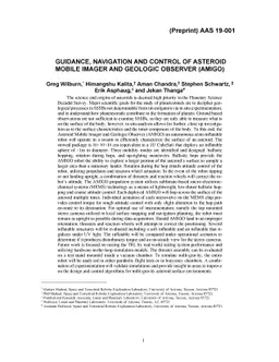 Guidance, Navigation and Control of Asteroid Mobile Imager and Geologic
  Observer (AMIGO)