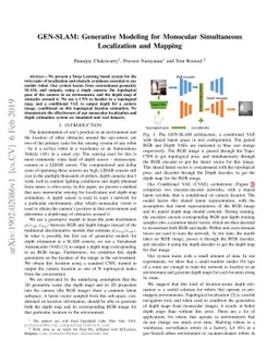 GEN-SLAM: Generative Modeling for Monocular Simultaneous Localization
  and Mapping