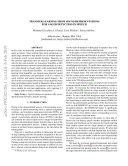 Transfer Learning From Sound Representations For Anger Detection in
  Speech