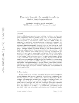 Progressive Generative Adversarial Networks for Medical Image Super
  resolution