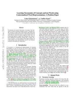 Learning Taxonomies of Concepts and not Words using Contextualized Word
  Representations: A Position Paper