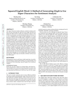 Squared English Word: A Method of Generating Glyph to Use Super
  Characters for Sentiment Analysis