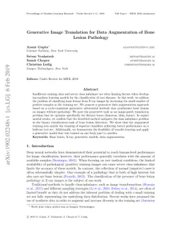 Generative Image Translation for Data Augmentation of Bone Lesion
  Pathology