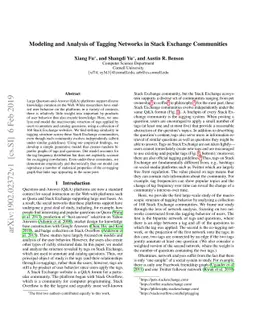 Modeling and Analysis of Tagging Networks in Stack Exchange Communities