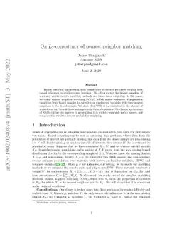 On $L_2$-consistency of nearest neighbor matching