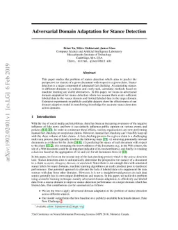Adversarial Domain Adaptation for Stance Detection